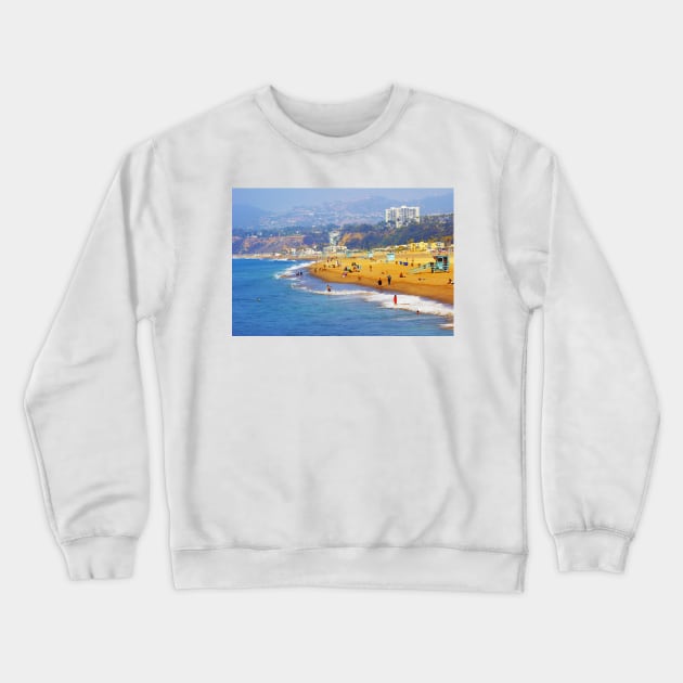 Santa Monica Beach Crewneck Sweatshirt by andrea_reider_designs